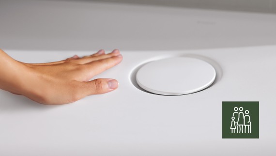 Hands strokes over floor-level CleanFloor30 shower Hands strokes over floor-level CleanFloor30 shower