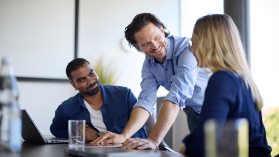 Employees on a job interview on a table