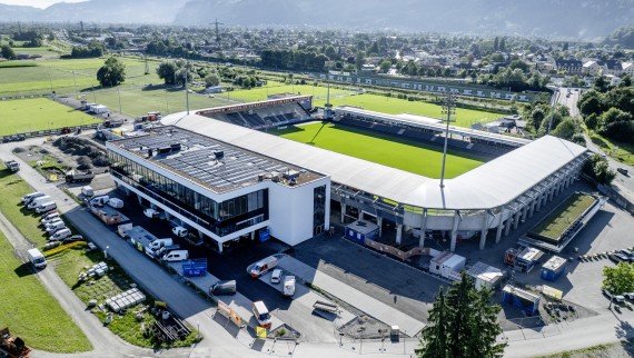 The SCR Altach football stadium was expanded in 2025 to include the Business Club