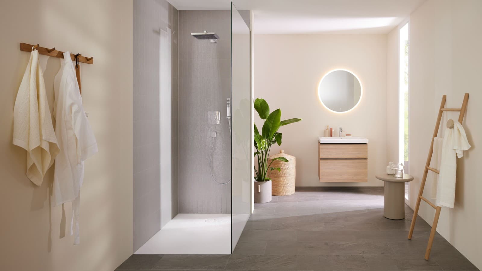 The iCon bathroom with CleanFloor30 shower surface The iCon bathroom with CleanFloor30 shower surface