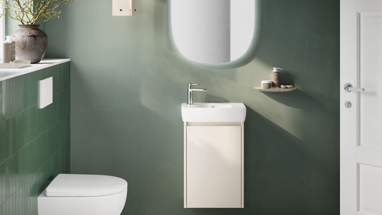 Compact bathroom furniture from the Geberit Renova Compact series Compact bathroom furniture from the Geberit Renova Compact series