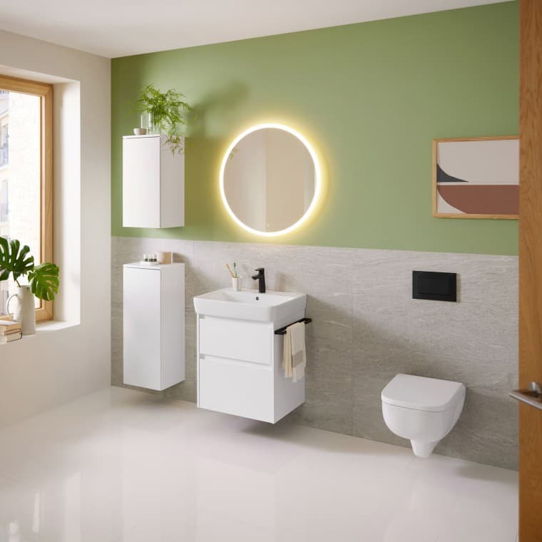 Geberit Selnova Square vanity unit with two side cabinets Geberit Selnova Square vanity unit with two side cabinets