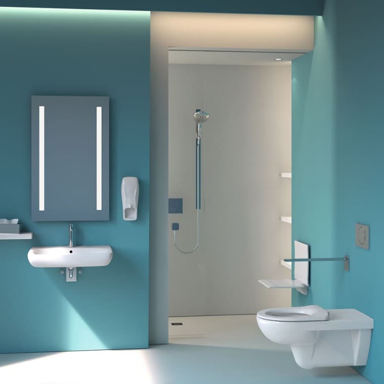 Geberit Selnova toilet and washbasin in a hospital Geberit Selnova toilet and washbasin in a hospital