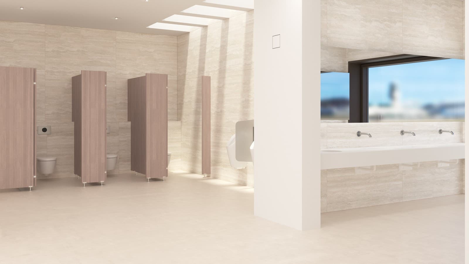 Sanitary room in non-residential construction (© Geberit) Sanitary room in non-residential construction (© Geberit)