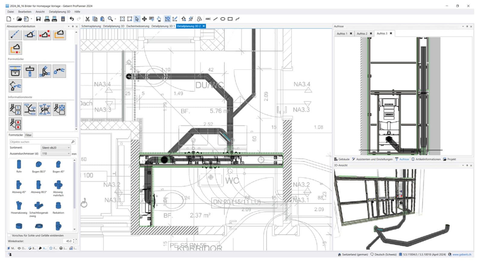Waste water prefabrication in Geberit ProPlanner Waste water prefabrication in Geberit ProPlanner